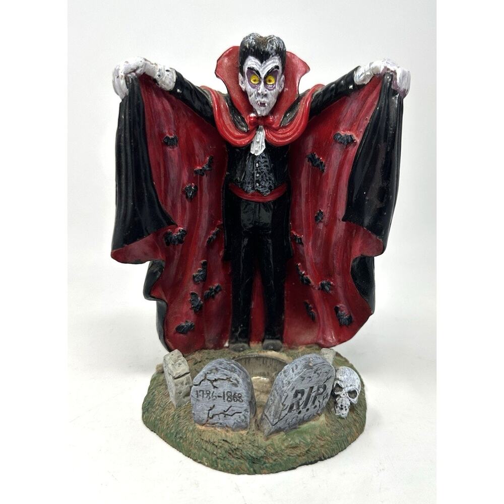 Vintage Vampire Dracula Statue Halloween Fright Light Tea Votive Candle Holder